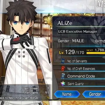 Fate-Grand Order Accounts NA Lv 129|16 SSR(Merlin,Draco,CIEL,Space Ereshkigal,Kama,Ptolemaios,Etc) + 125 GF|Log