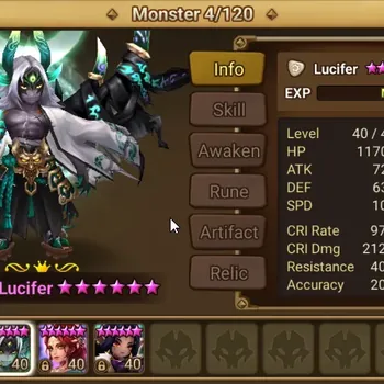 Summoners War: Sky Arena Accounts End-Game ASIA|lv100|4 LD(Lucifer,Ian,Limited Dark Triss,Xiana)64 Total