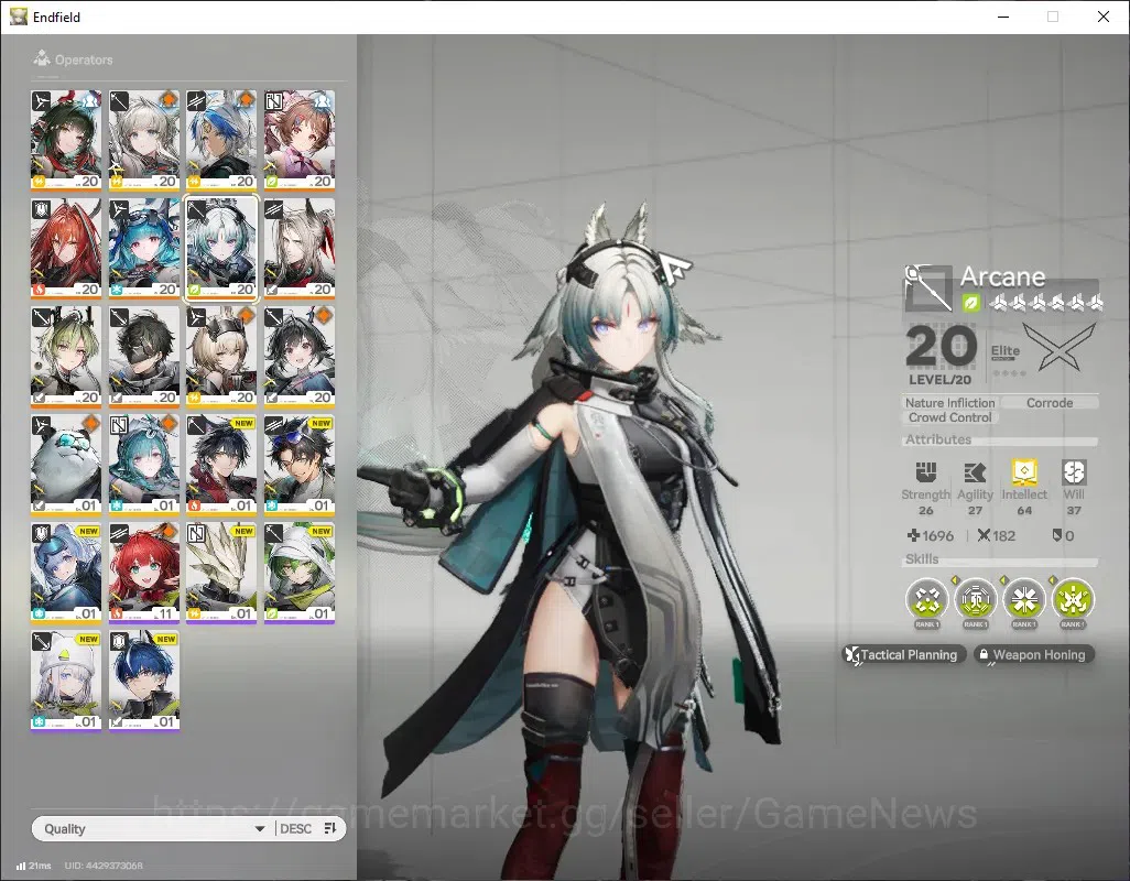 Arknights: Endfield Accounts ASIA|Lv 22|7 SSR 2 Limited 4(*6Weap)|Arcane,Zhuang Fangyi|Ardelia+Sign,Ember,Etc|Male 1