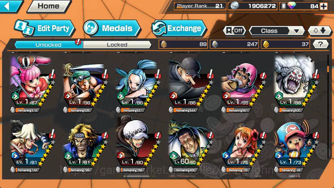 One Piece Bounty Rush Accounts Others GLOBAL | EX 5| king Gol D roger, Four emperor D teach, St Jay Saturn, BP kuzan, Flame 6