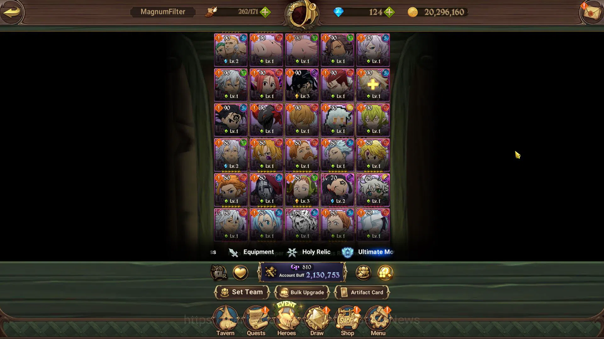 The Seven Deadly Sins: Grand Cross Accounts Midgame Asia|2,1M CC|124 DM|1 LR+8 10