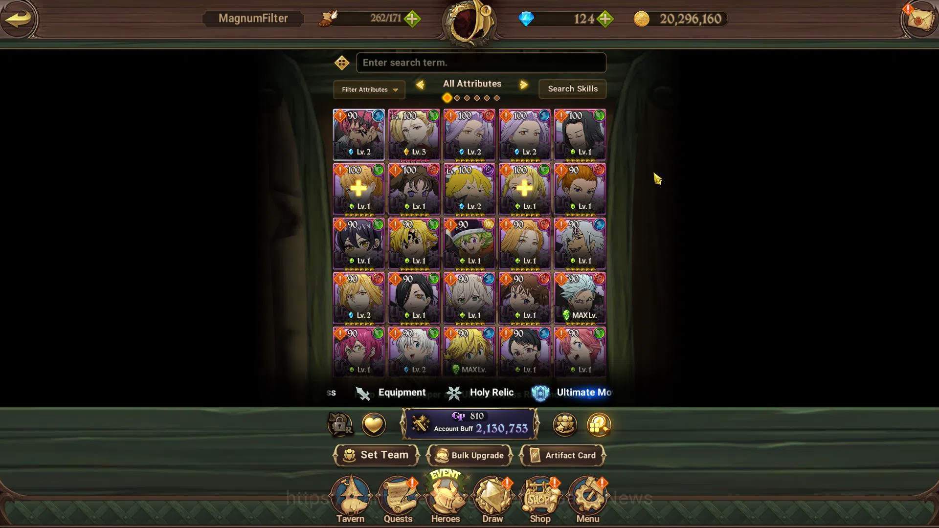 The Seven Deadly Sins: Grand Cross Accounts Midgame Asia|2,1M CC|124 DM|1 LR+8 11
