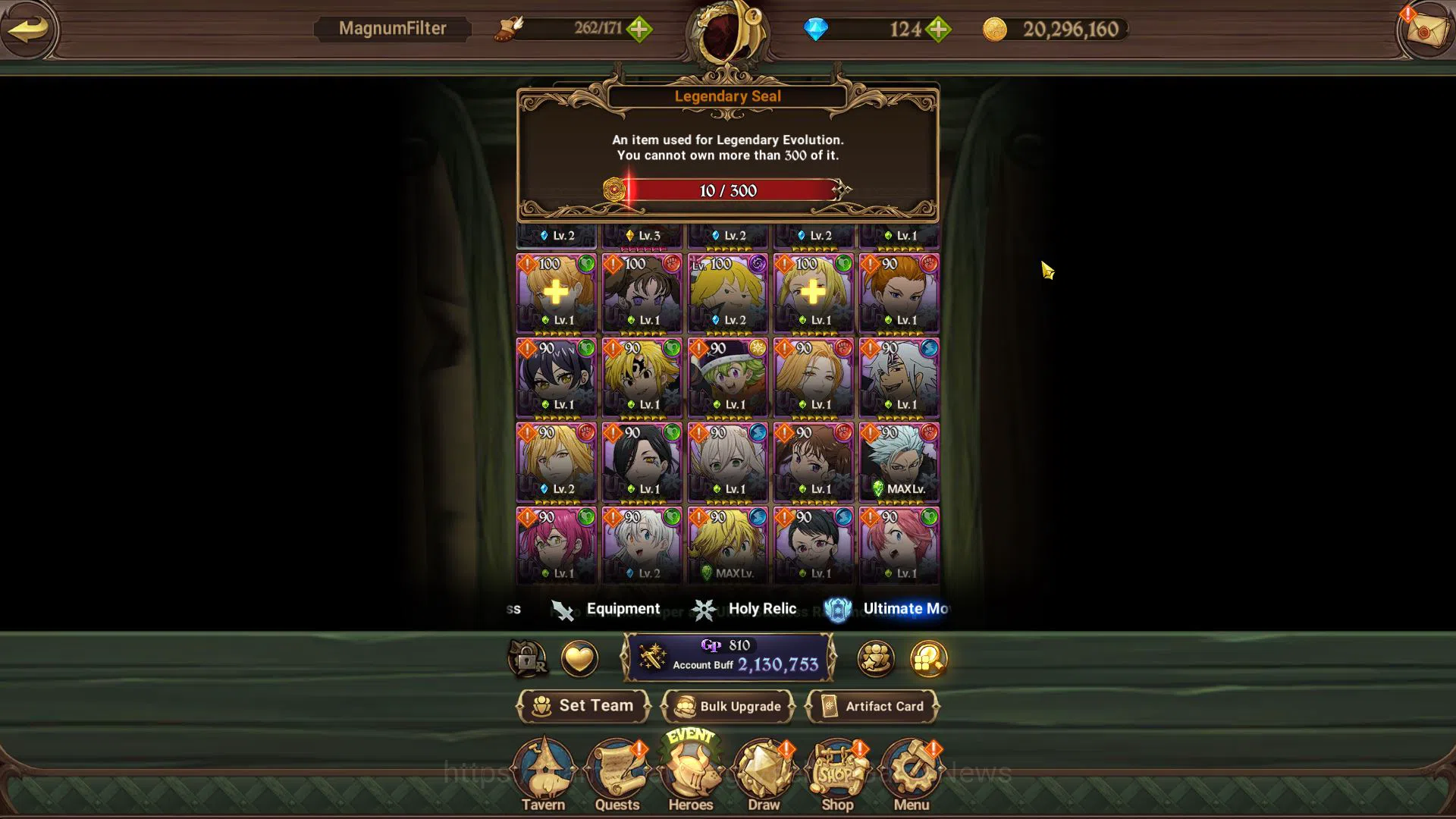 The Seven Deadly Sins: Grand Cross Accounts Midgame Asia|2,1M CC|124 DM|1 LR+8 12