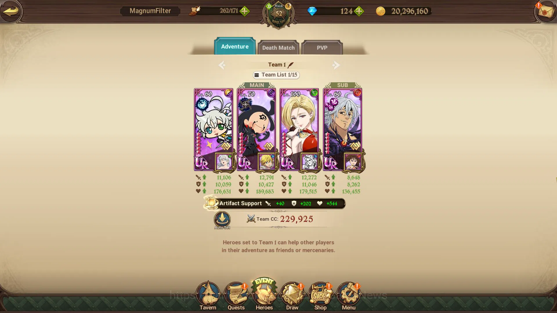 The Seven Deadly Sins: Grand Cross Accounts Midgame Asia|2,1M CC|124 DM|1 LR+8 8
