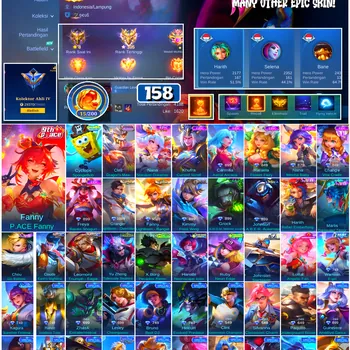 Mobile Legends: Bang Bang Accounts #4688 158 Skins | Fanny P.ACE Fanny (P.ACE) | Cyclops SpongeBob (SPONGEBOB) | Carmilla