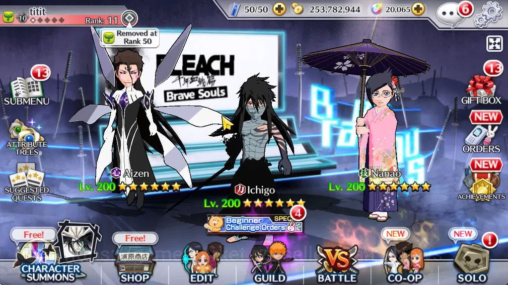 Bleach: Brave Souls Starter [GLOBAL]20k Orbs+Fresh All Story|Fierce Ichigo,Gin image 1