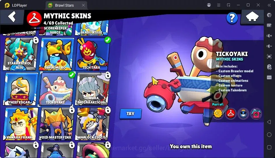 Brawl Stars Accounts Trophy 2300|33Brawler|2Max Hypercharge(Shelly,Emz|1Hypercharge(Piper),4Mythic,6Epic Skin|5217 11