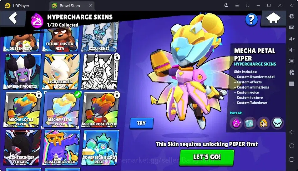 Brawl Stars Accounts Trophy 2300|33Brawler|2Max Hypercharge(Shelly,Emz|1Hypercharge(Piper),4Mythic,6Epic Skin|5217 12