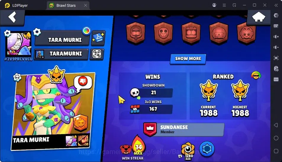Brawl Stars Accounts Trophy 2300|33Brawler|2Max Hypercharge(Shelly,Emz|1Hypercharge(Piper),4Mythic,6Epic Skin|5217 3