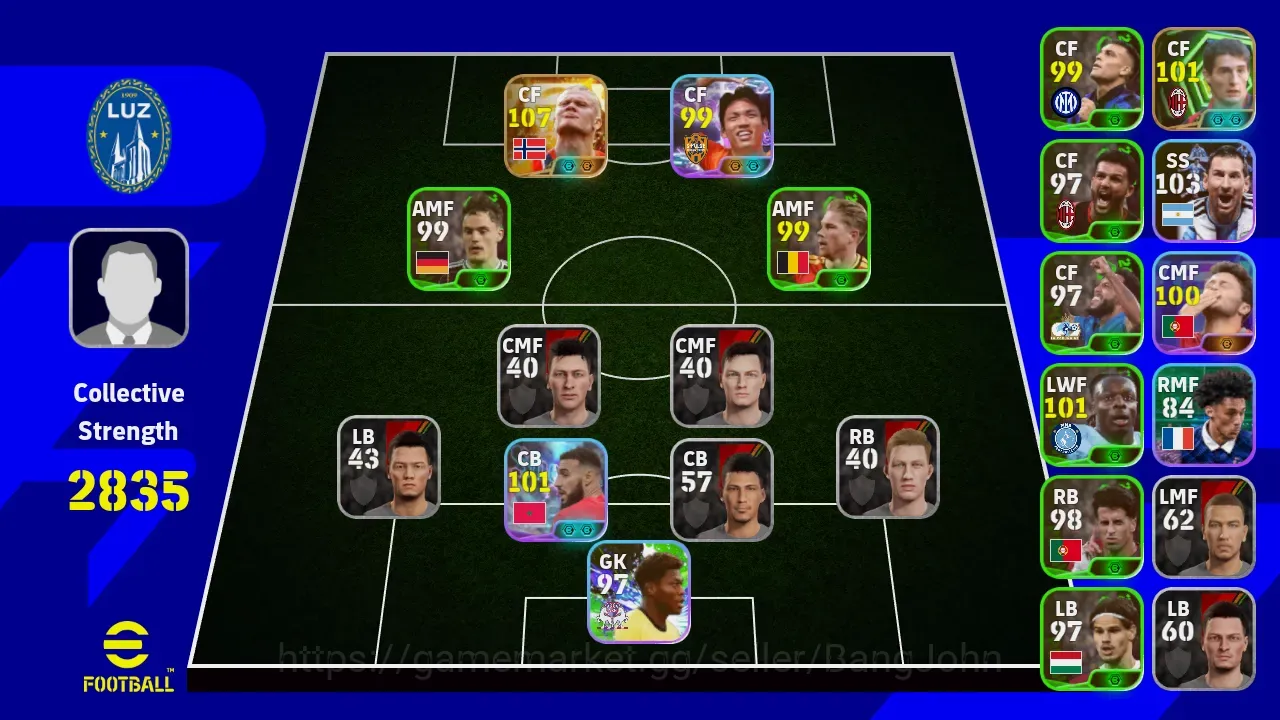 eFootball Accounts Others Mobile |PW 2835|BIGT Halland,Epic Massaro,Shwt Mazraouil Messi2Card|Coach JabareLaporta| EFB4115B 1