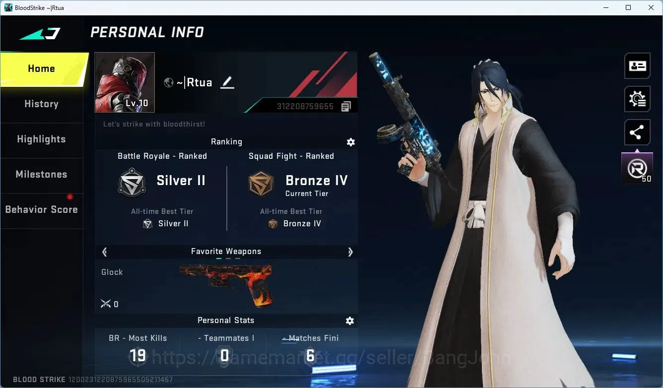 Blood Strike Accounts ASIA | BLEACH Striker Byakuya Kuchiki | Legendary  image 2