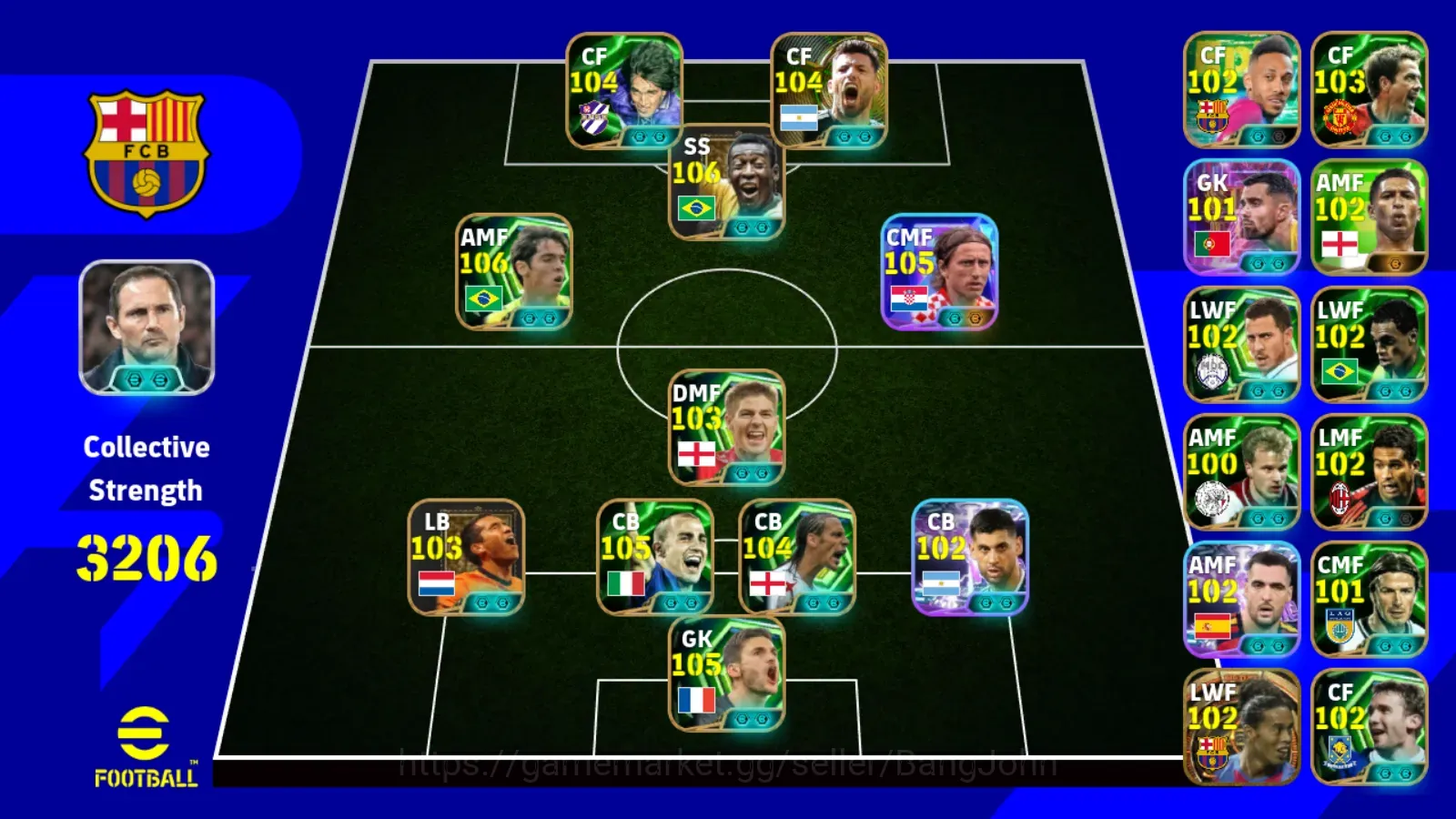 eFootball Accounts Legends & Iconic Players Android|PW 3206|Ronaldinho Gaucho Big T,Luka Modric Show T,Pele Epic,Kaka 1