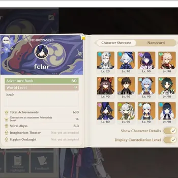 Genshin Impact Accounts Others ASI|AR 60|13 Limit Prem nouvilate (*5 Wpn)|Hu Tao