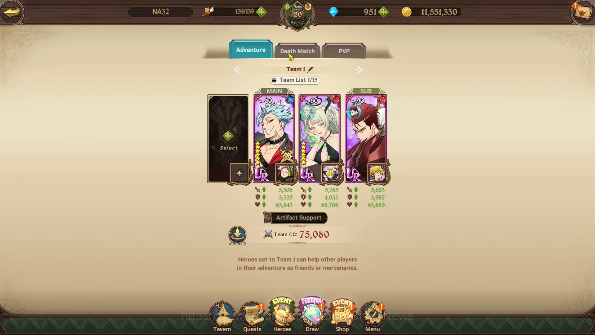 The Seven Deadly Sins: Grand Cross Accounts Global | Starter | 1M CC,Ch5 | 4 UR + 951 Gems | E image 11