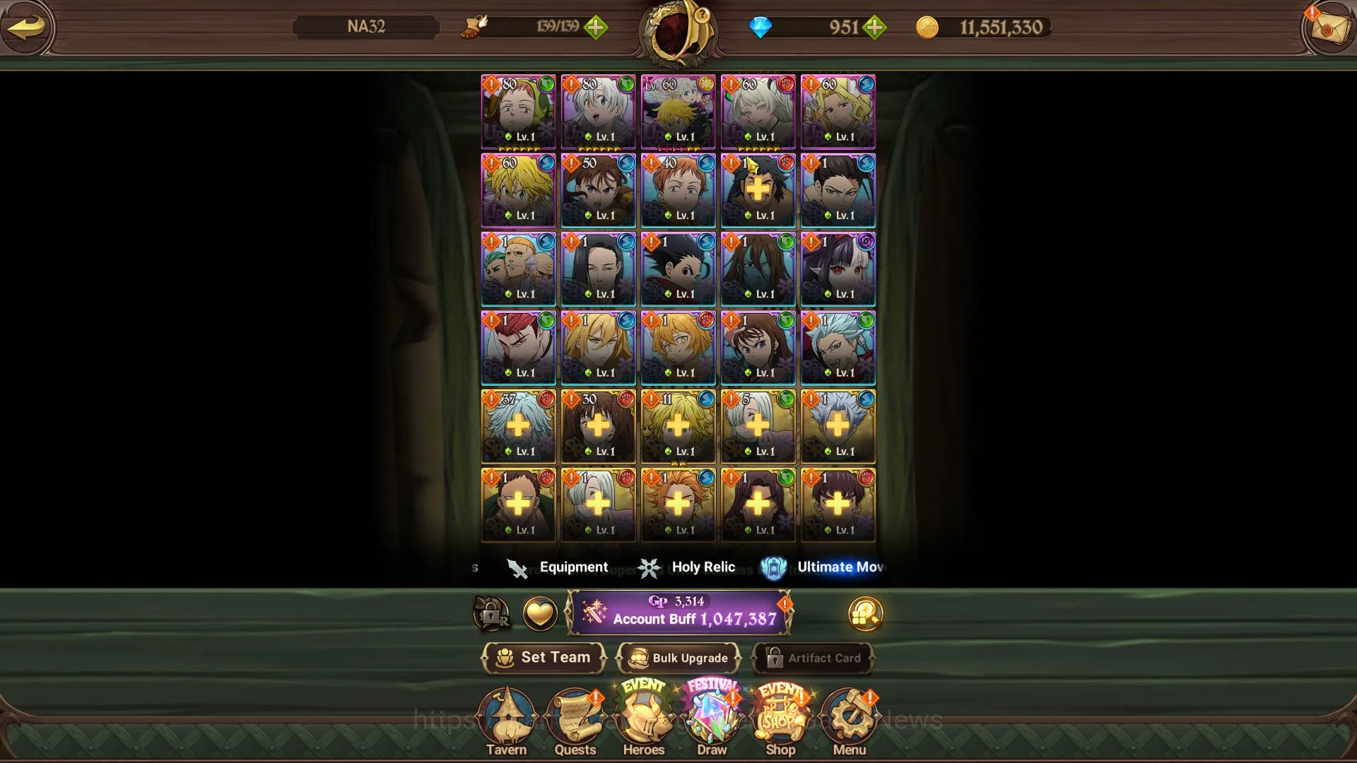 The Seven Deadly Sins: Grand Cross Accounts Global | Starter | 1M CC,Ch5 | 4 UR + 951 Gems | E image 12