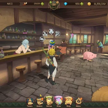 The Seven Deadly Sins: Grand Cross Accounts Starter Global | Starter | 1M CC,Ch5 | 4 UR + 951 Gems | Elimeli, Sabunak, Thor