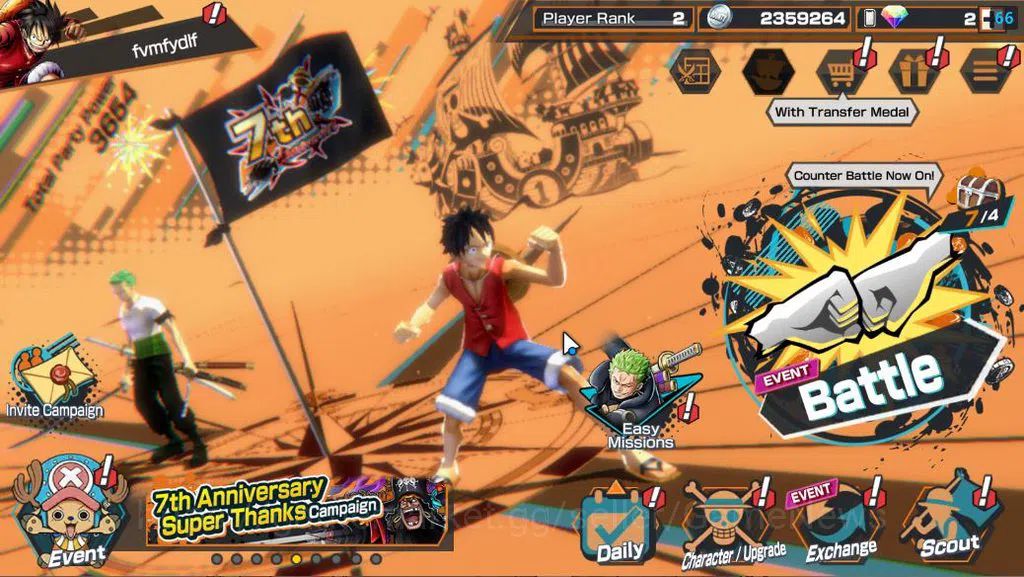 One Piece Bounty Rush Accounts Global|3 EX |FilmZ Zephyr,TFE Monkey D Luffy,Battl image 1