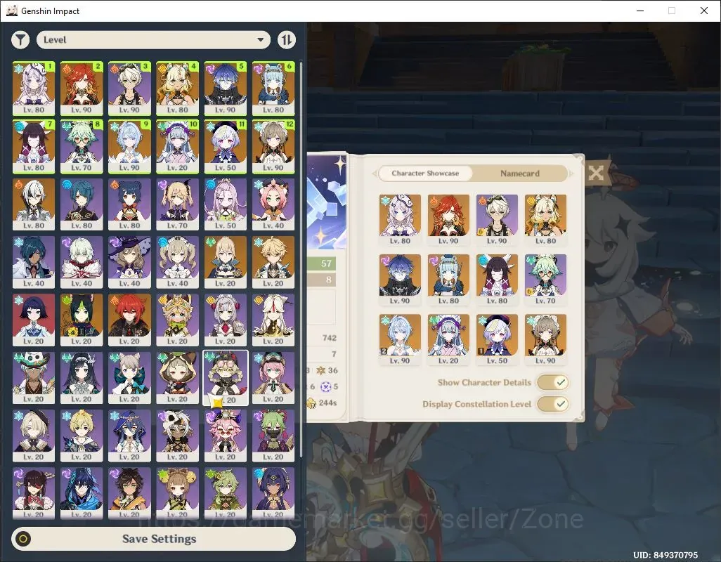 Genshin Impact Accounts Others ASIA|AR 57|9Limited+3 PremTeam(PremTeam Mavu,PremTeam Flins,PremTeam Odette+C2)+Skin 1