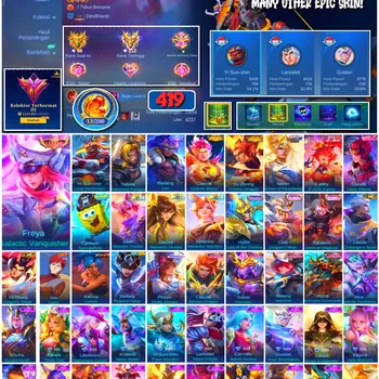 Mobile Legends: Bang Bang Accounts 🔥 #4239 🔥 💎 419 Skins 👑 Freya Galactic Vanquisher ⚔️ Exalted Collector III ⭐ Yi