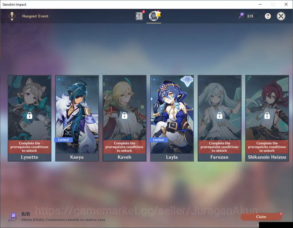 Genshin Impact Accounts Mid Game ASIA| AR 55|9 Limited +3(*5Weapon)|Ayaka+Sign,Kazuha,Raiden,Furina,Eula,Shenhe,Etc 11