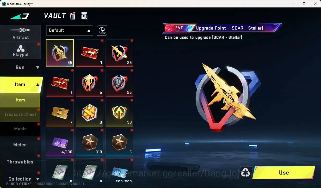 Blood Strike Accounts Collab Skin ASIA|1 Evo Gun:Scar-Stellar|2 Eternal Gun|3 Collab Gun[AOT]|1 Collab Melee & 2 Collab 10