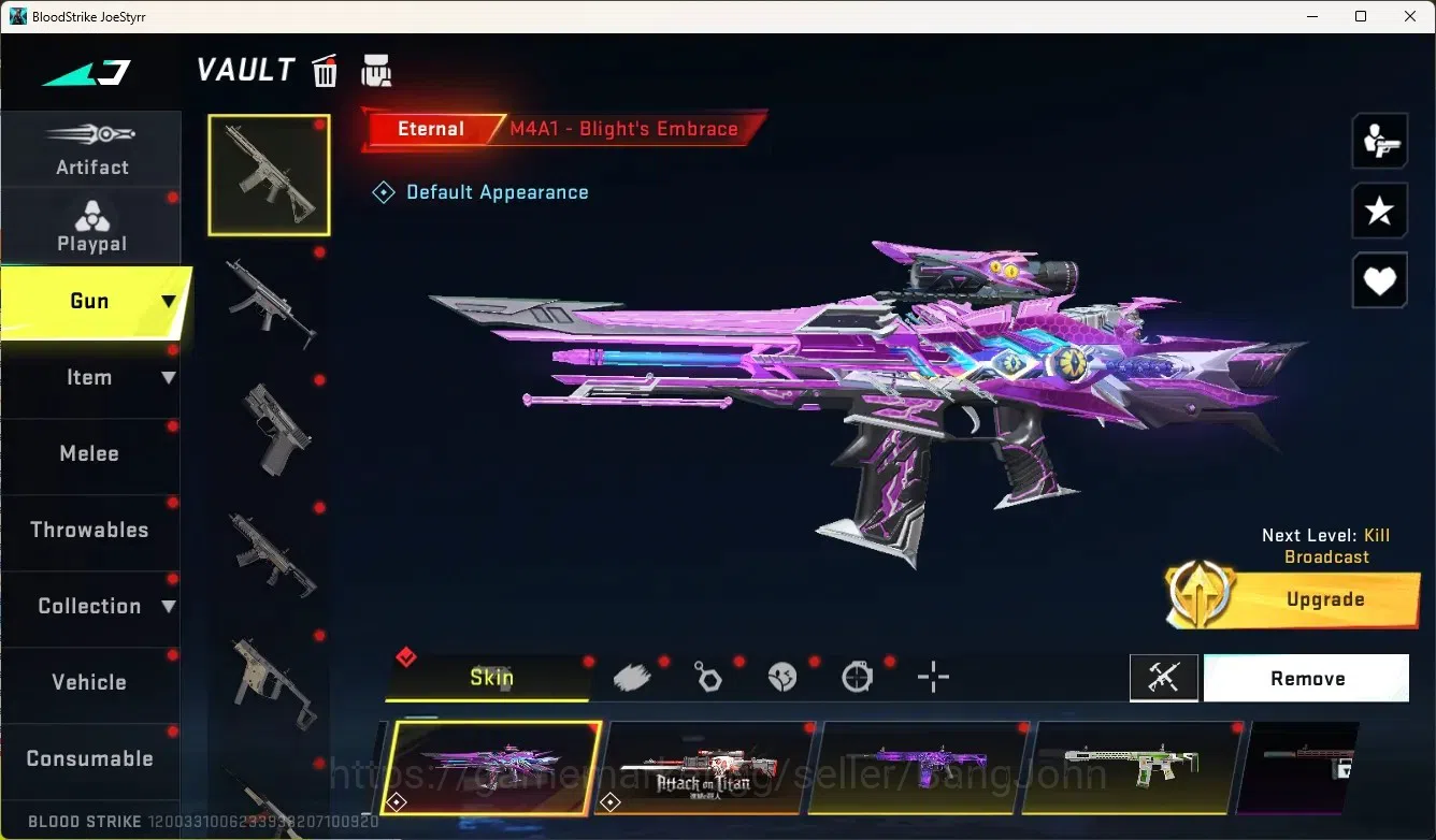 Blood Strike Accounts Collab Skin ASIA|1 Evo Gun:Scar-Stellar|2 Eternal Gun|3 Collab Gun[AOT]|1 Collab Melee & 2 Collab 2