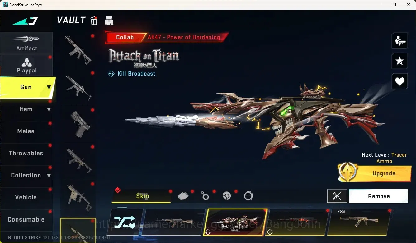 Blood Strike Accounts Collab Skin ASIA|1 Evo Gun:Scar-Stellar|2 Eternal Gun|3 Collab Gun[AOT]|1 Collab Melee & 2 Collab 4