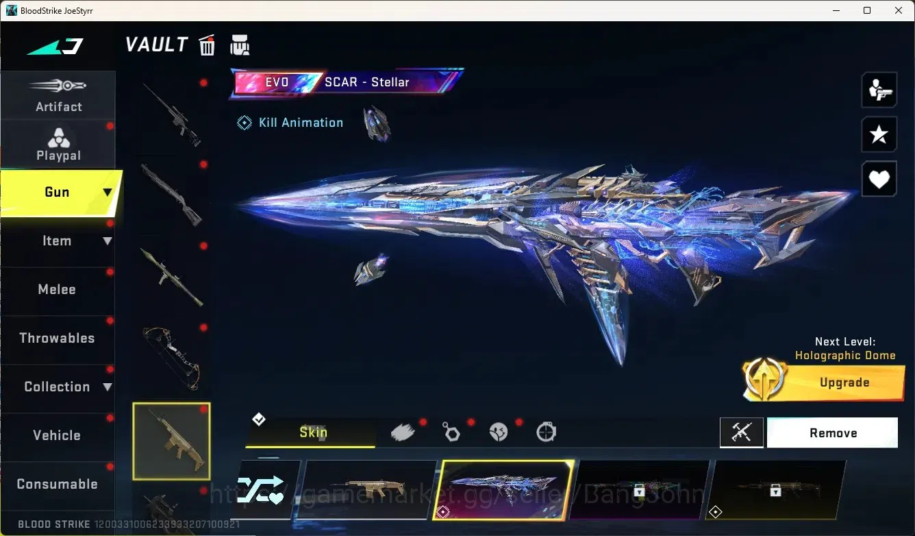 Blood Strike Accounts Collab Skin ASIA|1 Evo Gun:Scar-Stellar|2 Eternal Gun|3 Collab Gun[AOT]|1 Collab Melee & 2 Collab 7