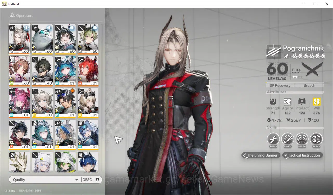 Arknights: Endfield Accounts Asia Lv49|520 Arsenal| 6SSR(Lifeng,ProgranichnikP1,ArdeliaP1)+9SR |8 6*+27 5*WP|15