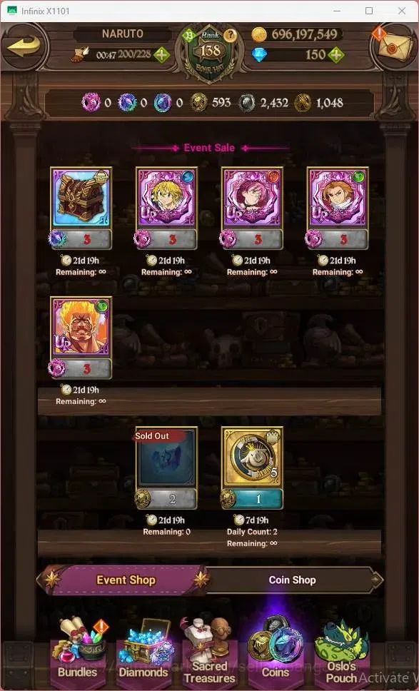 The Seven Deadly Sins: Grand Cross Accounts ASIA|5.52M Power|150 DM|LR  Mesis 3/6|UR  Menor 5/ image 6