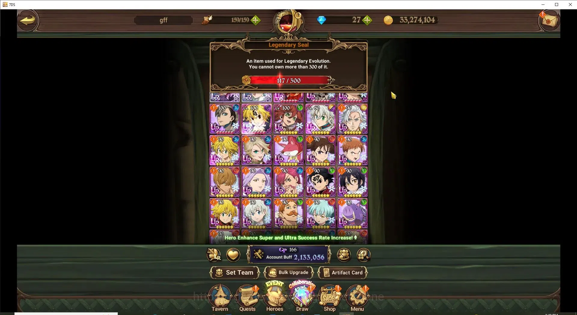 The Seven Deadly Sins: Grand Cross Accounts Endgame Global|2,1M CC|117 LS|2LR+7UR+Collab Gachiakuta|H 17
