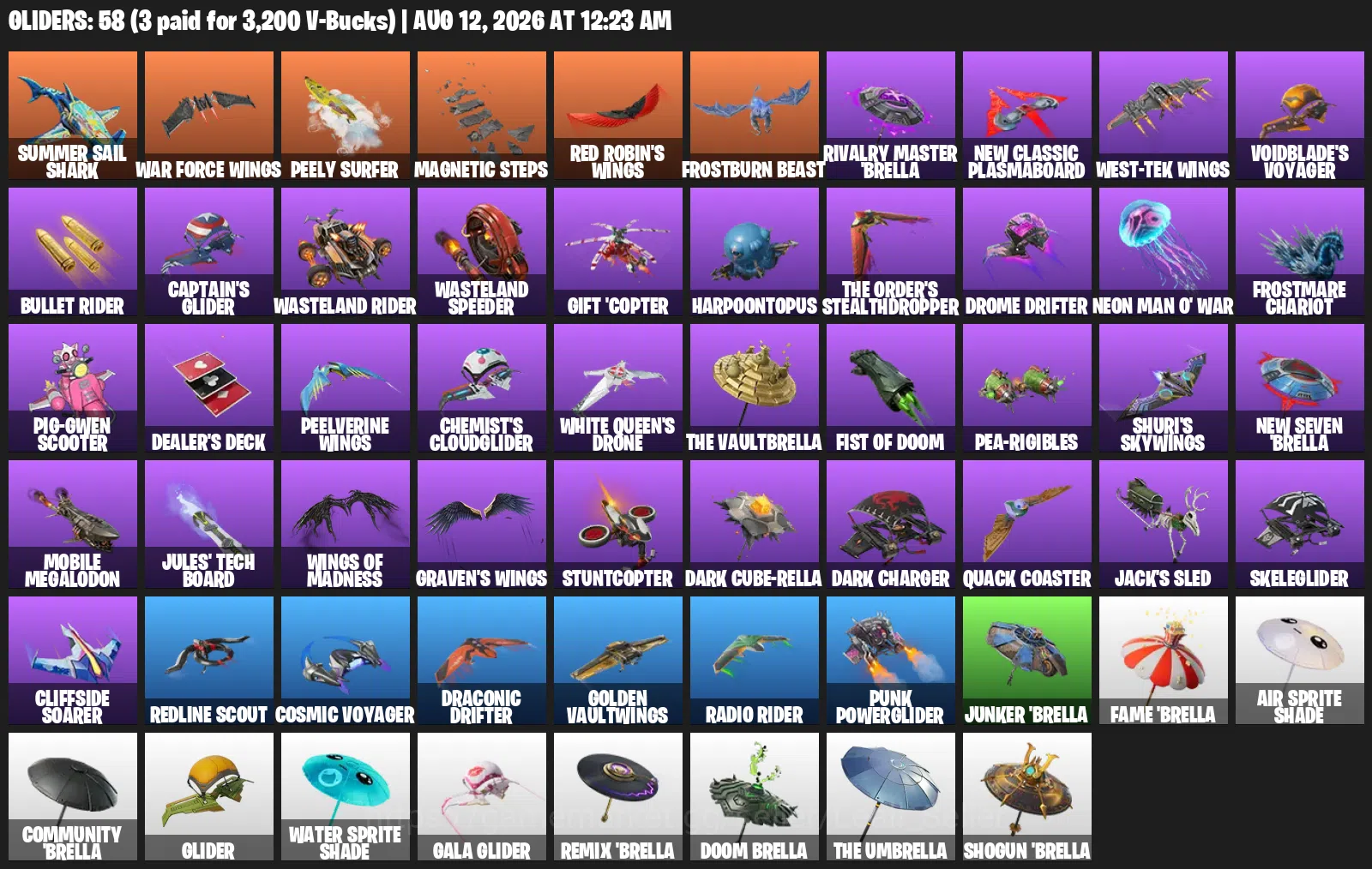 Fortnite Accounts 39 Skins | 75 Pickaxes | 69 Emotes | 58 Gliders | Level 998 | All Platforms | Xenomorph, Jack Skellington 1