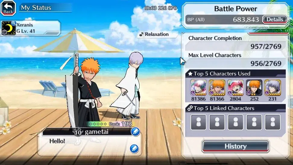 Bleach: Brave Souls Accounts High-End [GLOBAL]50K Orbs|DreamTim Ichigo,TYBW26 Yukio,Riruka,10th Aniv Ichigo,New Ver 3