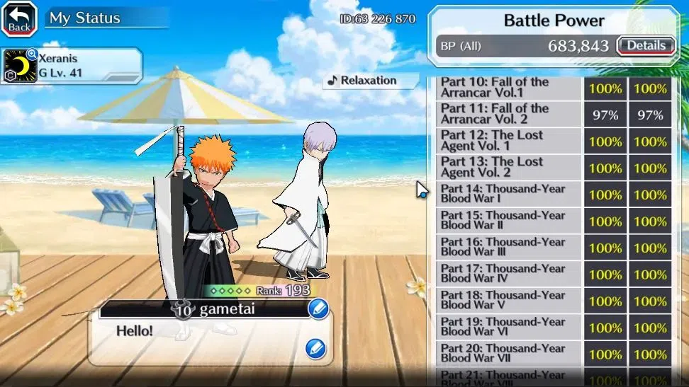 Bleach: Brave Souls Accounts High-End [GLOBAL]50K Orbs|DreamTim Ichigo,TYBW26 Yukio,Riruka,10th Aniv Ichigo,New Ver 5