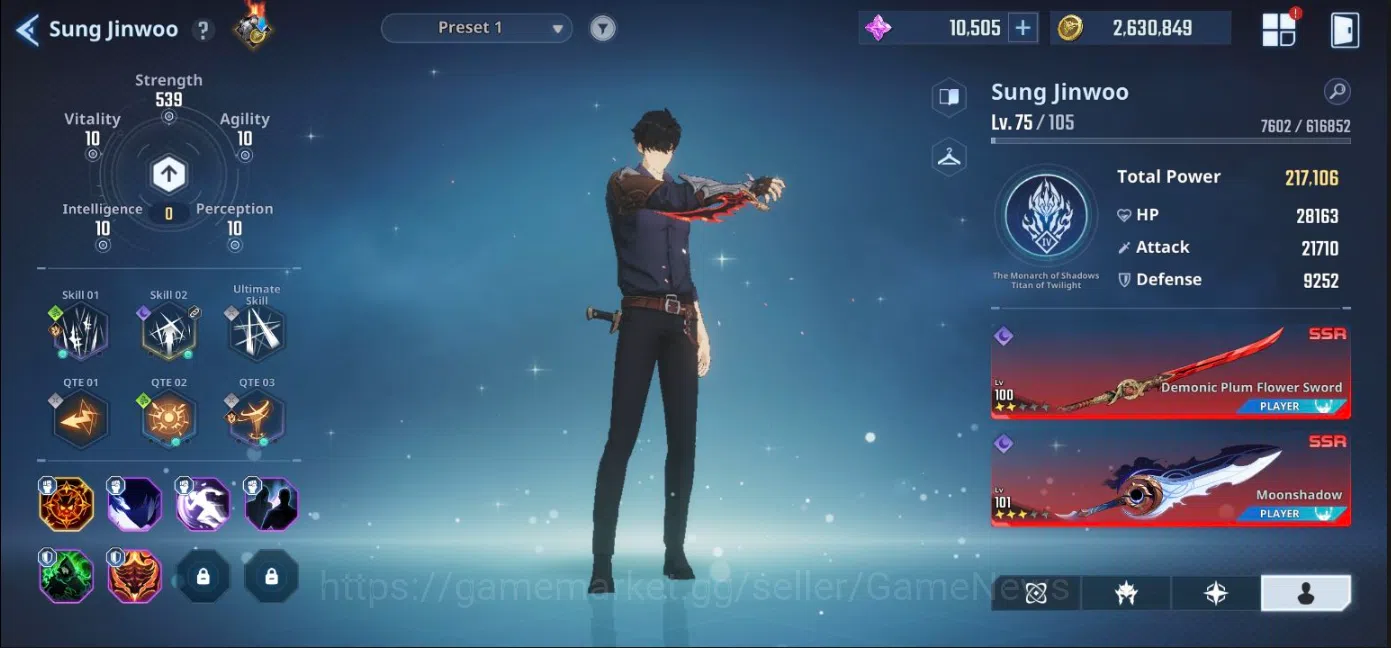 Solo Leveling: ARISE Accounts 615 Power+10k Essense|19 SSR|GotoA5+SignA4, KanaeA2+Sign, ThomasA3+Sign, Etc|Log Google|Check 4