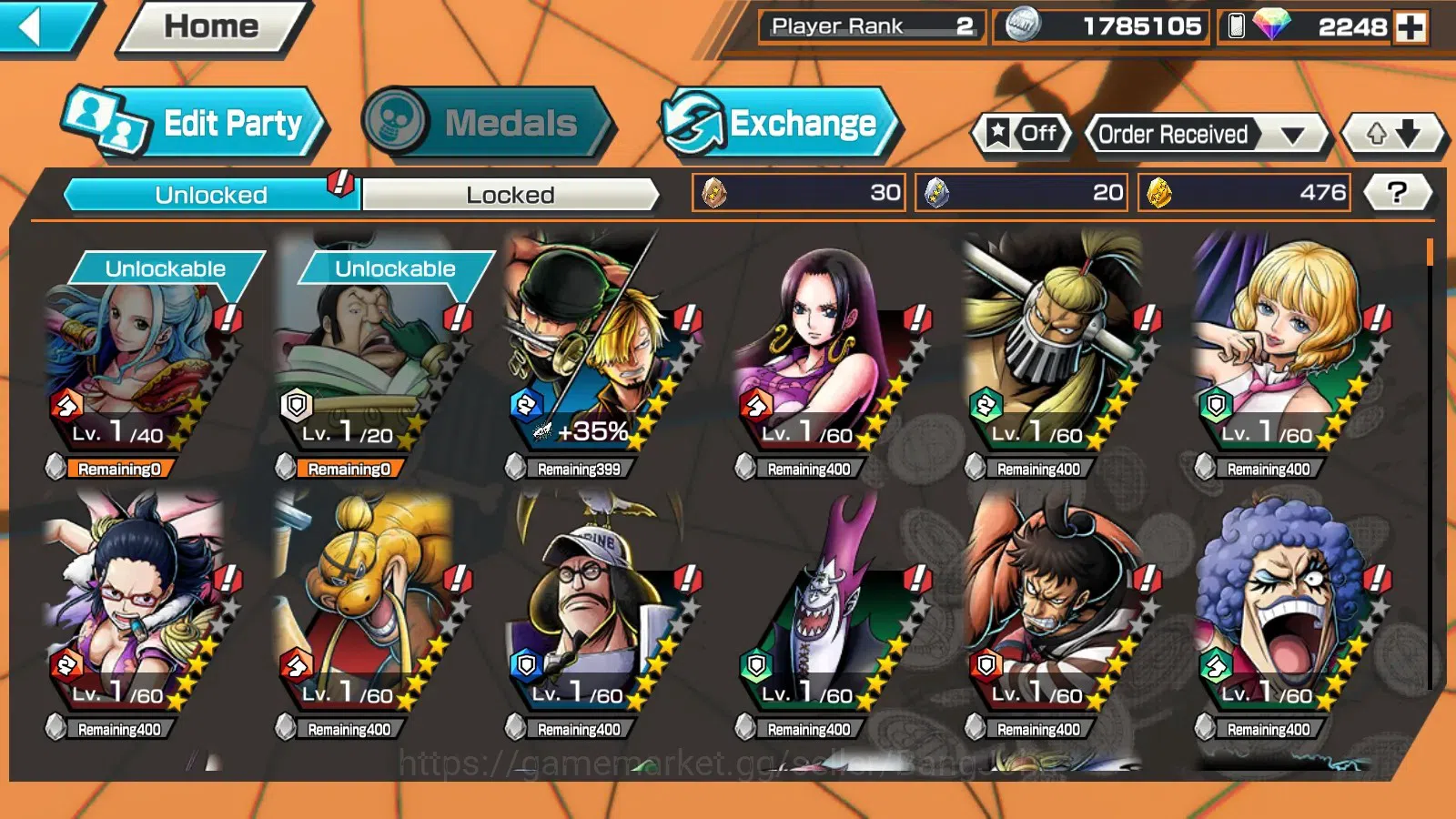 One Piece Bounty Rush Accounts Global | PR 2 | EX 1 Zoro & Sanji (The Wings) | RD image 4