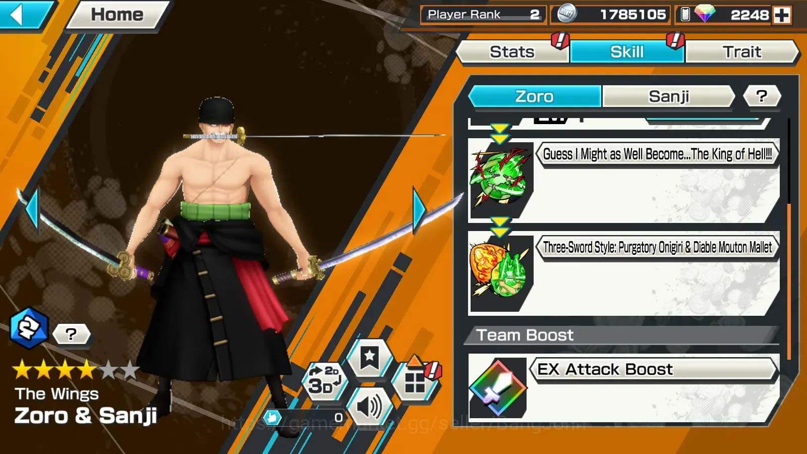 One Piece Bounty Rush Accounts Global | PR 2 | EX 1 Zoro & Sanji (The Wings) | RD image 5