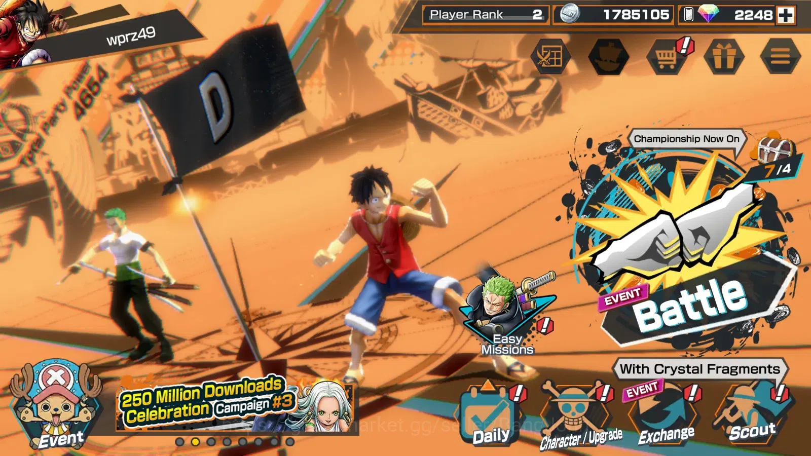 One Piece Bounty Rush Accounts Global | PR 2 | EX 1 Zoro & Sanji (The Wings) | RD image 6