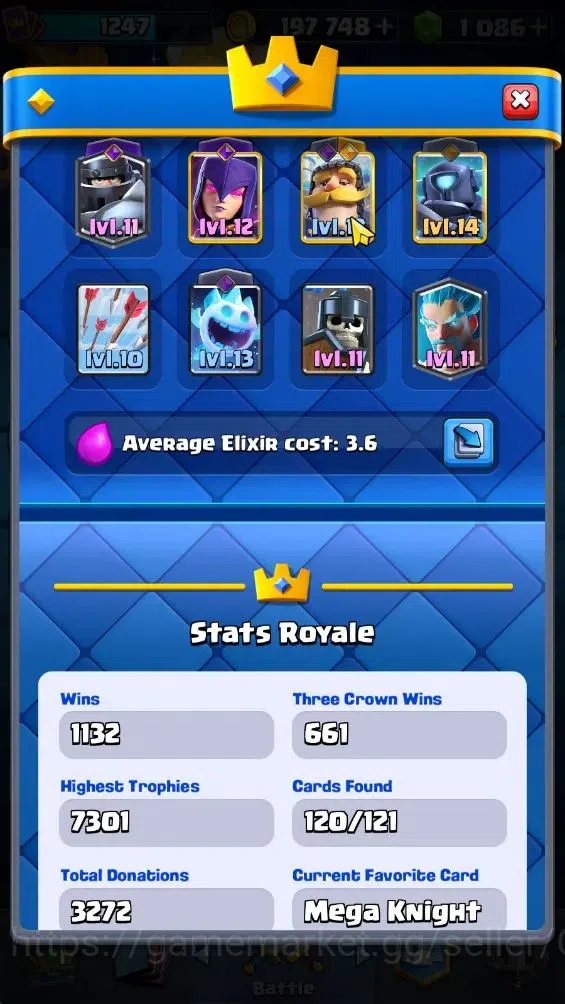 Clash Royale Accounts Lvl 1247|KTL 12|Trophy 7200|Card 120|Limited Skin| image 3