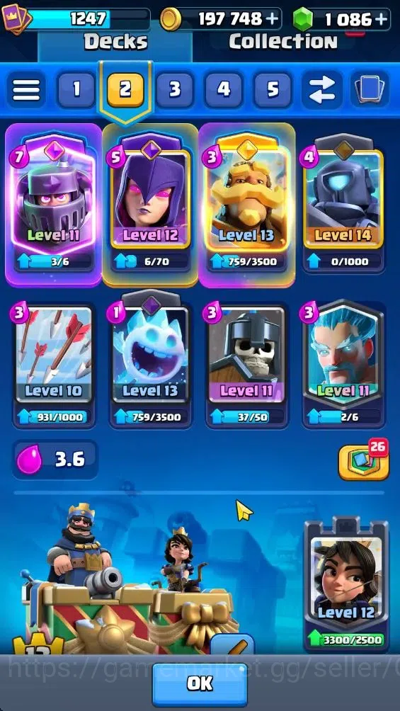 Clash Royale Accounts Lvl 1247|KTL 12|Trophy 7200|Card 120|Limited Skin| image 4