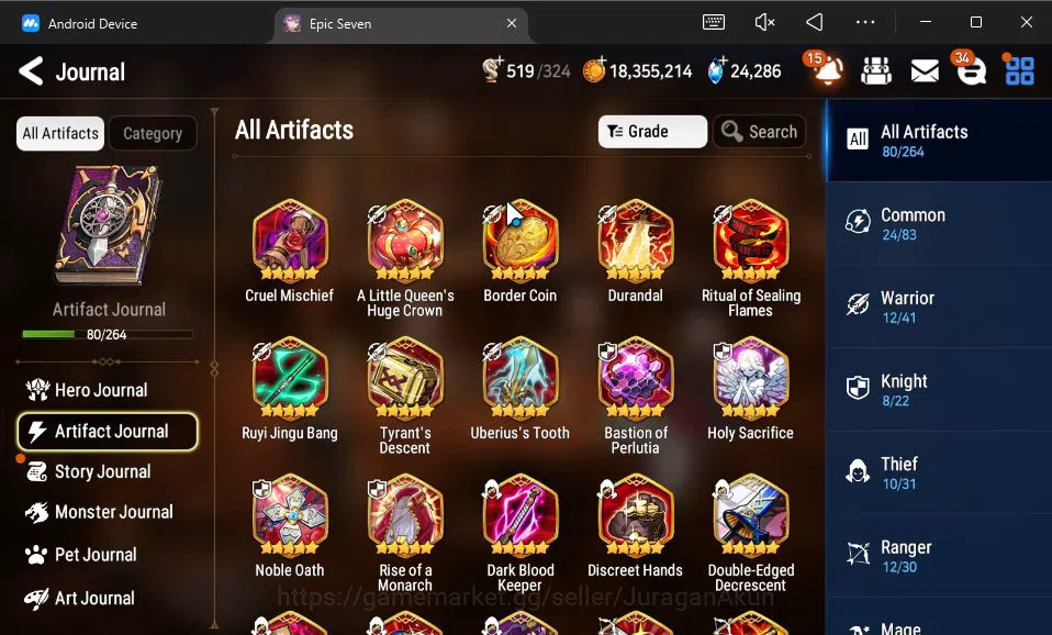 Epic Seven Accounts High-End Global Unverif|11 ML (Empryn Ilynav,Boss Arunka,PC Flan,etc)+AFSoak Flan,Yufine,Etc|PoH ON|24K 16