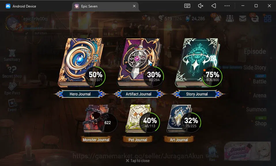 Epic Seven Accounts High-End Global Unverif|11 ML (Empryn Ilynav,Boss Arunka,PC Flan,etc)+AFSoak Flan,Yufine,Etc|PoH ON|24K 2