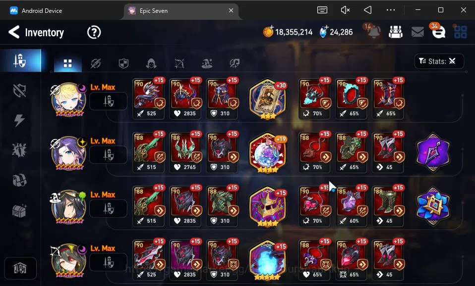 Epic Seven Accounts High-End Global Unverif|11 ML (Empryn Ilynav,Boss Arunka,PC Flan,etc)+AFSoak Flan,Yufine,Etc|PoH ON|24K 9