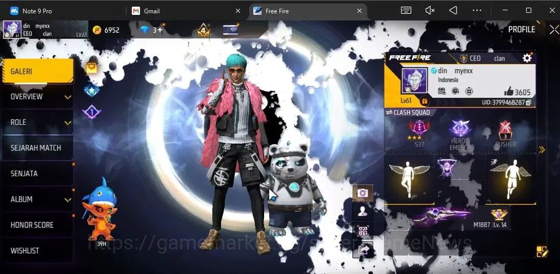 Free Fire Accounts Indonesia|M1887 Sterling Conqueror Lv5,Emerald P|A image 2