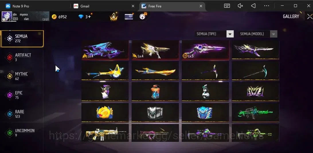 Free Fire Accounts Indonesia|M1887 Sterling Conqueror Lv5,Emerald P|A image 3
