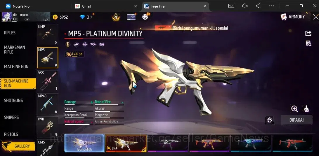 Free Fire Accounts Indonesia|M1887 Sterling Conqueror Lv5,Emerald P|A image 8