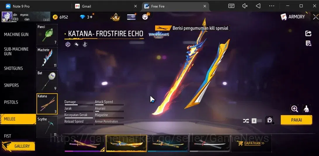 Free Fire Accounts Indonesia|M1887 Sterling Conqueror Lv5,Emerald P|A image 9