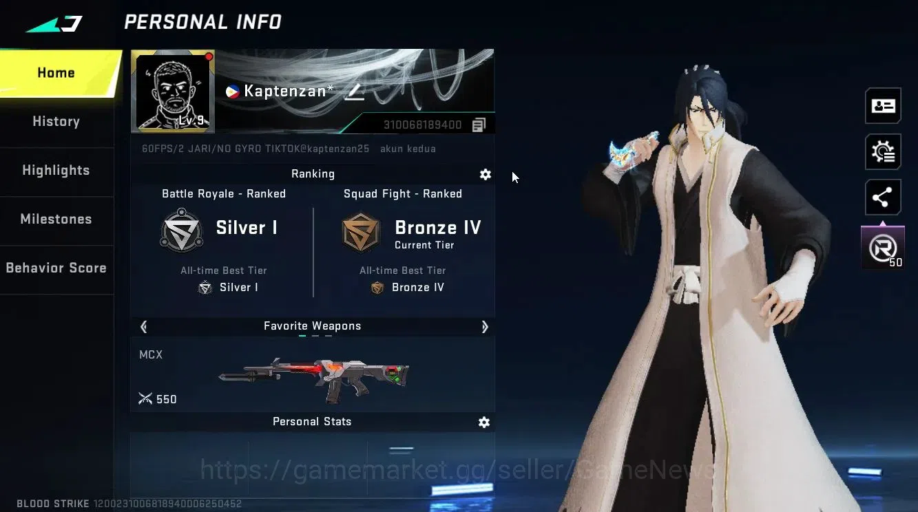Blood Strike Accounts ASIA|Collab BLEACH[Byakuya Kuchiki]+EVA[MCX-EVA-00 image 2