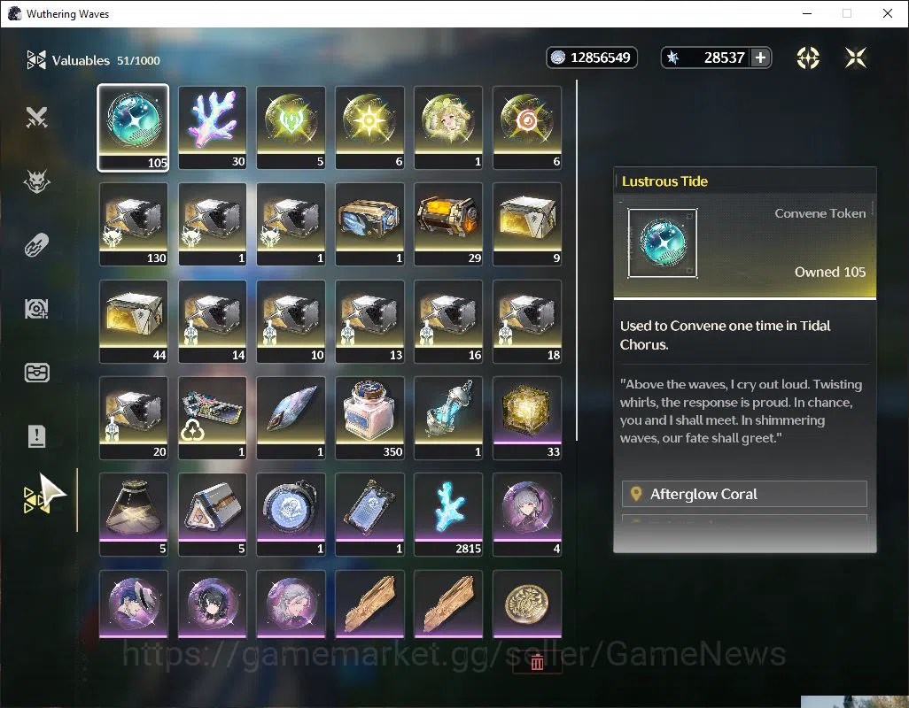 Wuthering Waves Accounts Starter SEA|UL 47|28K Astrite+105 Lustrous|2 Limited|[Luuk Herssen,Galbrena]+Sign|DB Lv30|Female 8