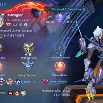 Mobile Legends: Bang Bang Accounts Collector Global|Skin355|Exalted|LEGEND: Valir,Granger|Transform: Roger|KOF